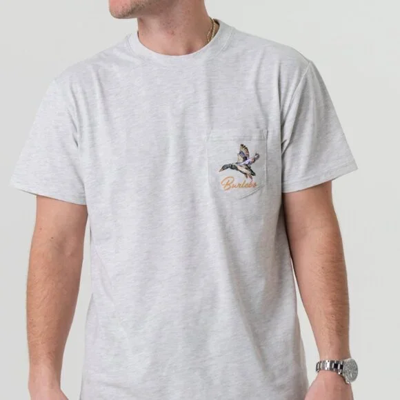 BURLEBO Pintail Triangle Diving Duck Short Sleeve Shirt in Ash Grey - Picture 4 of 4